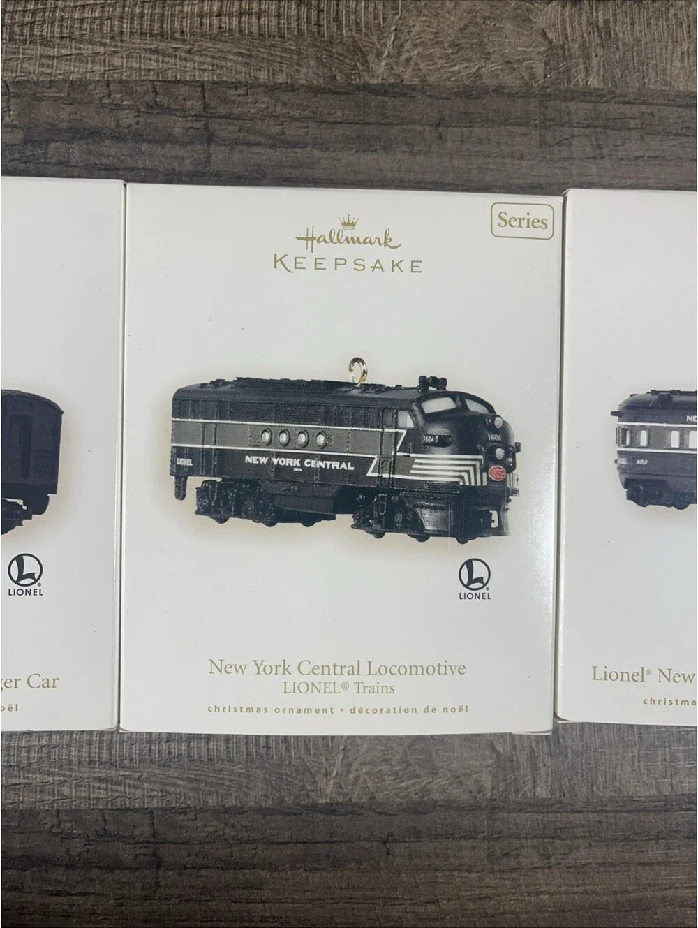 Lot of 3 Hallmark Keepsake Ornaments Lionel NY Central Locomotive/Passenger Cars